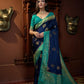 Vardha Cobalt Blue Golden Zari Banarasi Satin Silk Saree | Swadesiicart