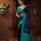 Vardha Cobalt Blue Golden Zari Banarasi Satin Silk Saree | Swadesiicart
