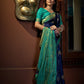 Vardha Cobalt Blue Golden Zari Banarasi Satin Silk Saree | Swadesiicart
