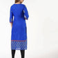 Aniyah Cotton Block Printed Straight Kurta Blue (AN-140K) - Swadesiicart