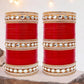 Tehzeeb Creations Bridal Bangle Set Chura Red White Kundan & Golden Stone Choora Wedding Punjabi Chuda for Women - Swadesiicart