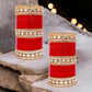 Tehzeeb Creations Bridal Bangle Set Chura Red White Kundan & Golden Stone Choora Wedding Punjabi Chuda for Women - Swadesiicart