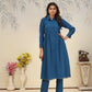 Jyoti Fashion Women's Blue Rinkal Cotton Plain with Side Pocket Kurtis & Sets | Swadesiicart