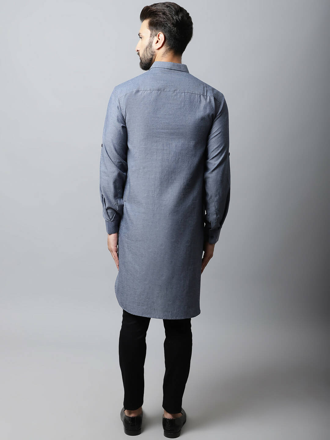Even Apparels Grey Color Pure Cotton Solid Men's Kurta With Shirt Collar (MMS149) | Swadesiicart