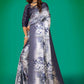 Aayaa Designer Printed Satin Saree - Multi Color