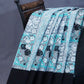 Shades of Sky Blue And Black Colour Floral Print Pure Mulmul Cotton Saree By Gayathri Reddy Designer Studio | Swadesiicart