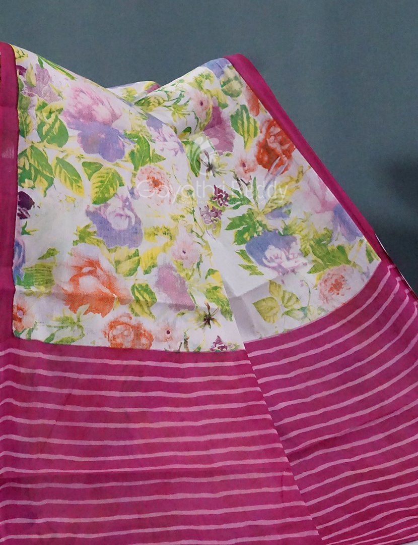 Block Print Baby Pink Coloured Mulmul Cotton Saree By Gayathri Reddy Designer Studio | Swadesiicart