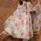 Pomcha Jaipur Red And White Floral Organza Anarkali Set | Swadesiicart