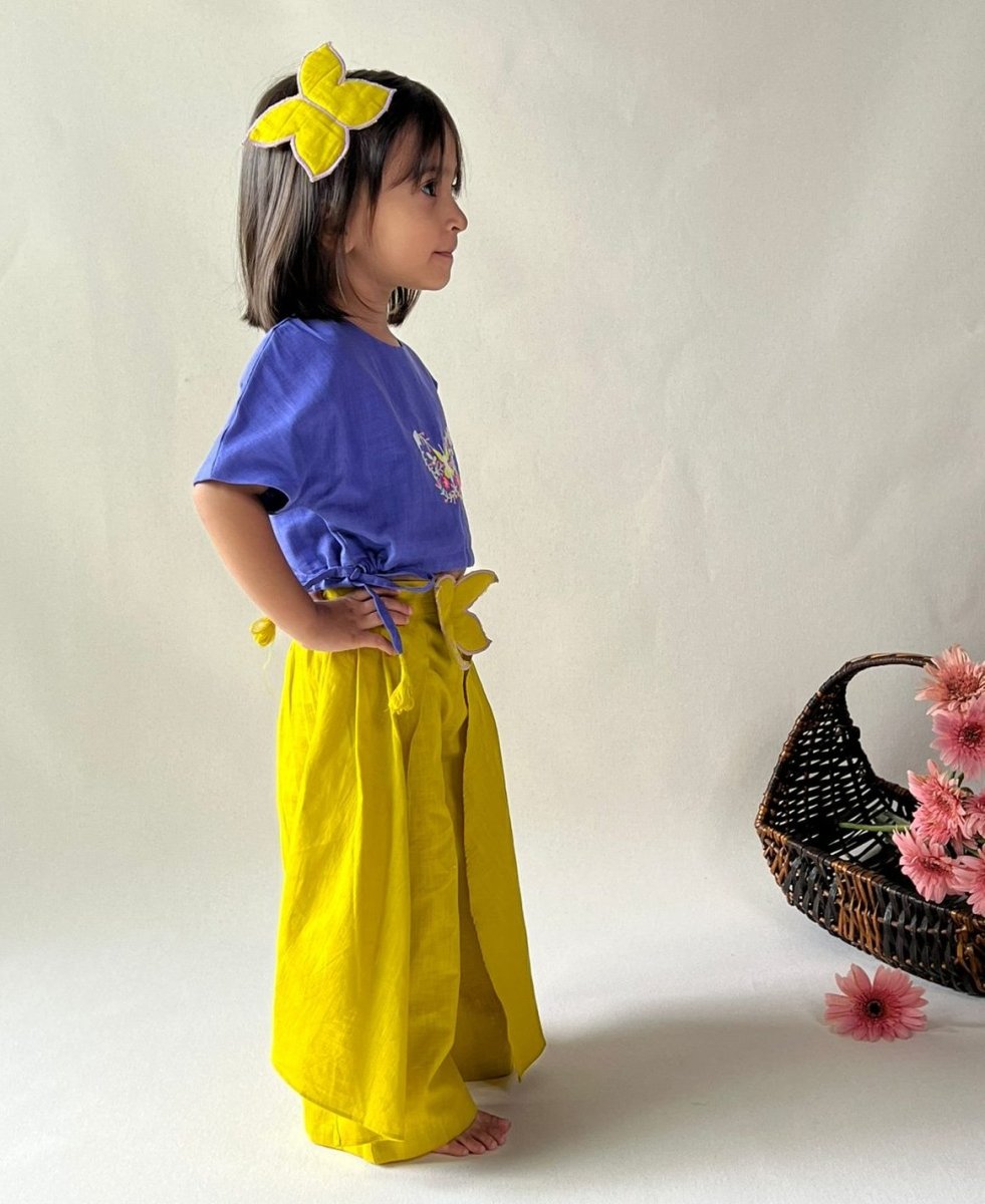 ArthLife Mustard Purple Butterfly Embroidered Co-Ord Set - Swadesiicart