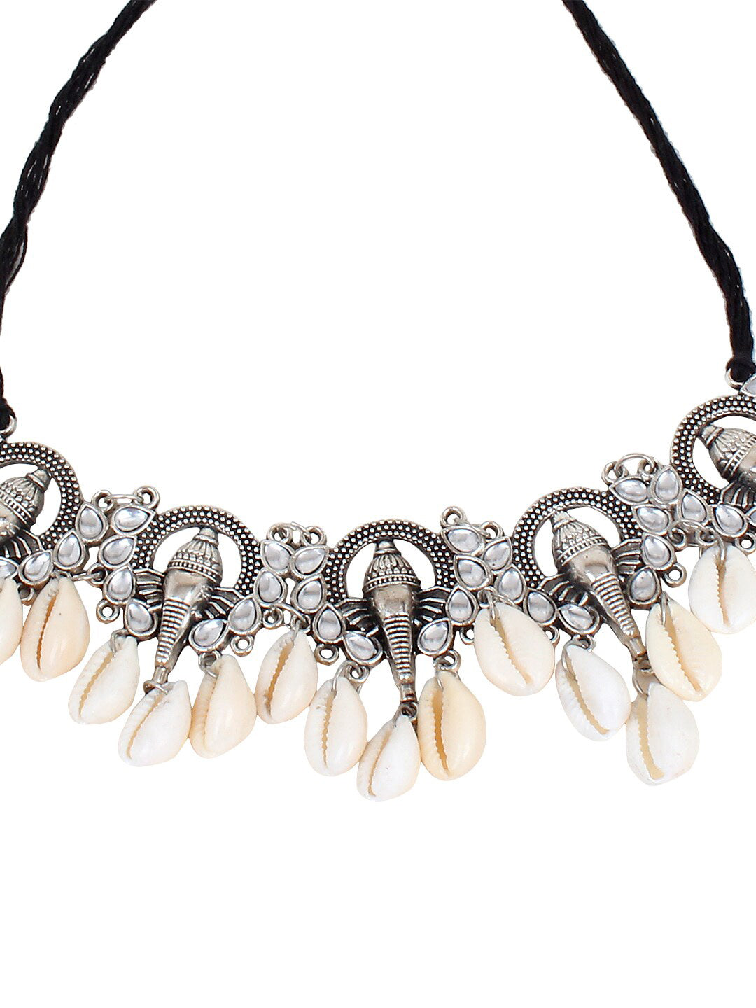 Cardinal Women Oxidised Silver-Toned Ganesh Choker Necklace Jewellery Set | Swadesiicart