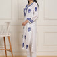 HOUSE OF KARI Women Ethnic Motifs Embroidered Regular Chikankari Pure Cotton Kurta with Trousers | Swadesiicart