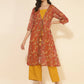 Janasya Women's Mustard Moss Solid Festive Crop Top Set | Swadesiicart