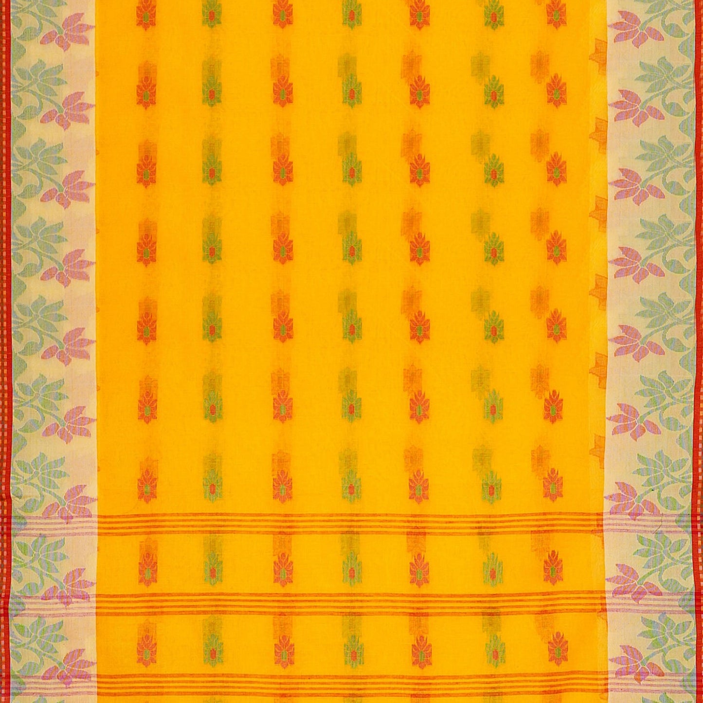 Exclusive Collection 100% Pure Cotton Yellow Tant Saree With Hand Weaving Work - Swadesiicart