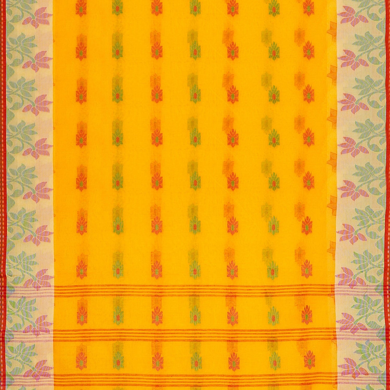 Exclusive Collection 100% Pure Cotton Yellow Tant Saree With Hand Weaving Work - Swadesiicart