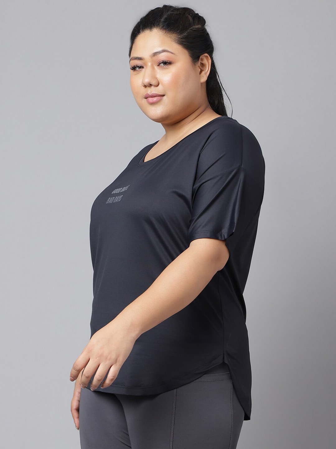 MKH Plus Size Typography Printed Dri-FIT Sports T-Shirt - Swadesiicart