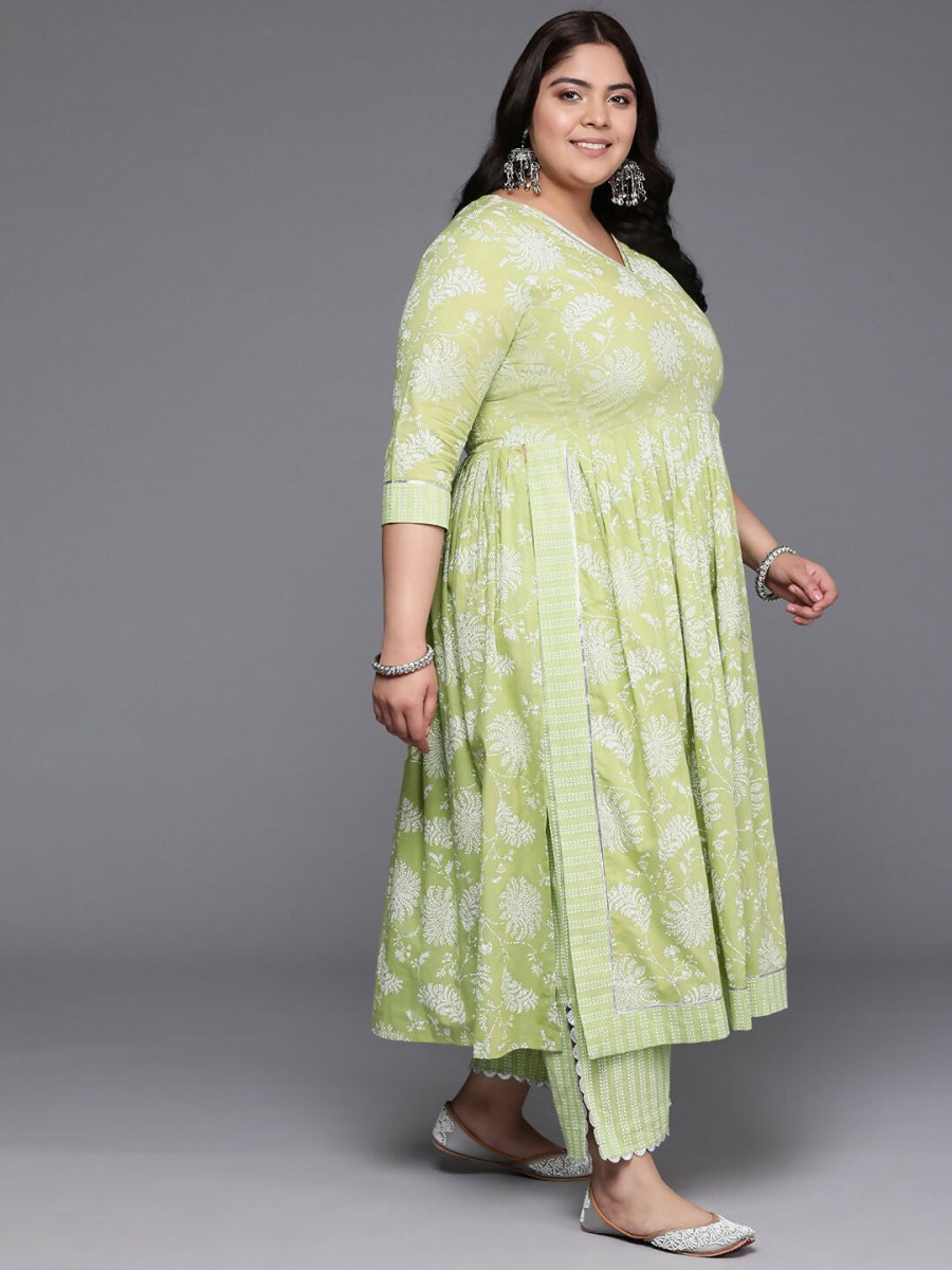 Ahalyaa Women's Traditional wear Kurta Set - Green | Swadesiicart