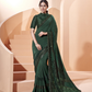 Green Lycrathread, Sequins And Fur Embroidery Saree - Norita Hit - Swadesiicart