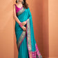 Anaita Teal Soft Silk Zari Weaving Work Saree With Blouse