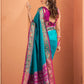 Anaita Teal Soft Silk Zari Weaving Work Saree With Blouse