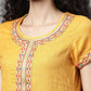 Souchii Women Yellow Embroidered Thread Work Kaftan Kurta - Swadesiicart