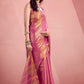 Anaita Magenta Silk Tissue Zari Weaving Work Saree With Blouse Piece
