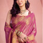 Anaita Magenta Silk Tissue Zari Weaving Work Saree With Blouse Piece
