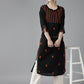 ADA Women Black & Orange Ethnic Motifs Embroidered Chikankari Kurta | Swadesiicart