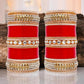 Tehzeeb Creations Bridal Bangle Set Red Designer White Kundan & Golden Stone Dulhan Chuda Fashion Punjabi Choora Wedding Chura For Women - Swadesiicart