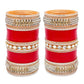 Tehzeeb Creations Bridal Bangle Set Red Designer White Kundan & Golden Stone Dulhan Chuda Fashion Punjabi Choora Wedding Chura For Women - Swadesiicart