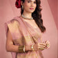 Anaita Baby Pink Silk Tissue Zari Weaving Work Saree With Blouse Piece