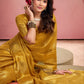 Anaita Mustard Silk Tissue Zari Weaving Work Saree With Blouse Piece