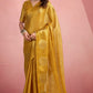 Anaita Mustard Silk Tissue Zari Weaving Work Saree With Blouse Piece