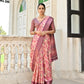Vishnu Weaves Women's Pink Soft Tussar Silk Saree with Blouse - Swadesiicart