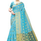 Vamika Banarasi Jacquard Weaving Sky Blue Saree | Swadesiicart