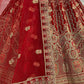 Jyoti Fashion Women's Red Velvet Multi Thread Embroidered with Zircon Diamond Wedding Lehenga Choli | Swadesiicart