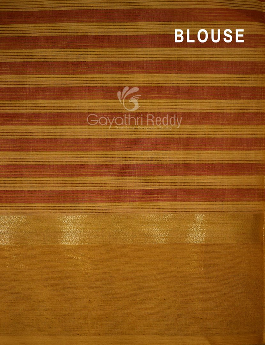 Mustard And Maroon Combo With Checks Pure Mangalgiri Cotton Saree By Gayathri Reddy Designer Studio | Swadesiicart