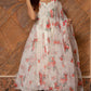 Pomcha Jaipur Red And White Floral Organza Anarkali Set | Swadesiicart