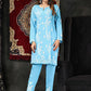 HOUSE OF KARI Floral Embroidered Chikankari Pure Cotton Straight Kurta With Trousers | Swadesiicart