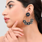 Shoshaa Black Floral Drop Earrings - Swadesiicart