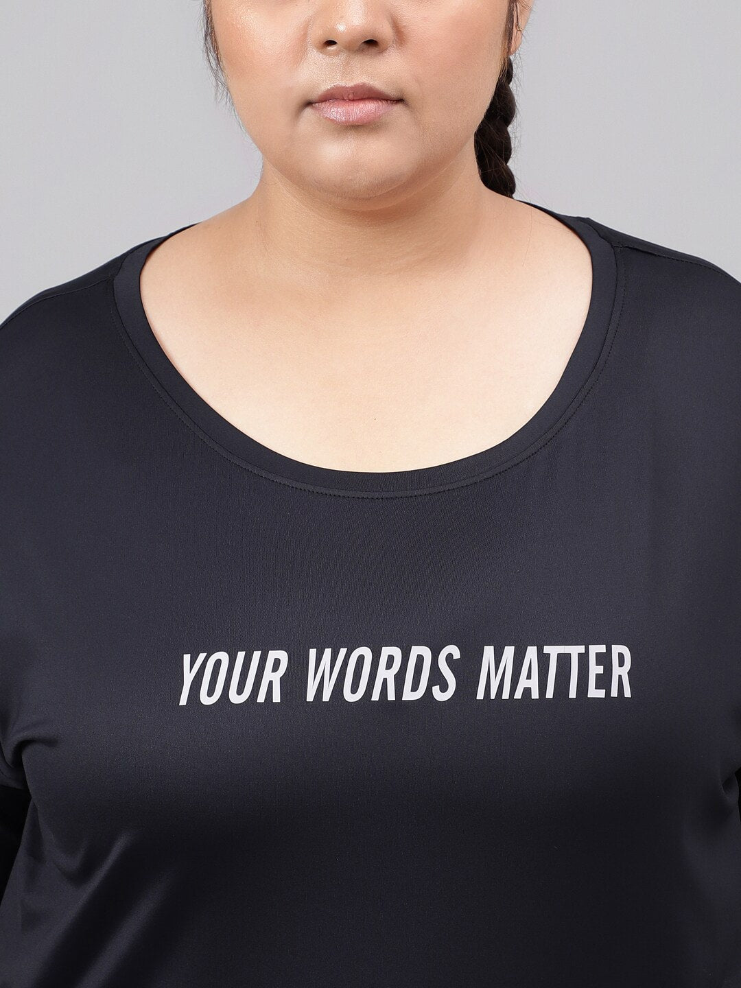 MKH Plus Size Typography Printed Dri-FIT Relaxed Fit Drop-Shoulder Sleeves Gym T-shirt - Swadesiicart