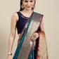 Mitera Teal Blue & Golden Ethnic Motifs Banarasi Saree with Zari Border | Swadesiicart