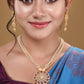 Saraf RS Jewellery Gold-Polished White & Pink American Diamond Studded & Beaded Handcrafted Set - Swadesiicart