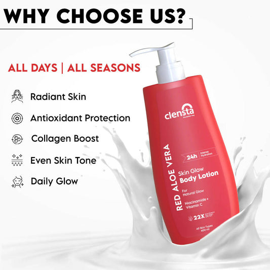 Clensta Red Aloe Vera Skin Glow Body Lotion | Swadesiicart