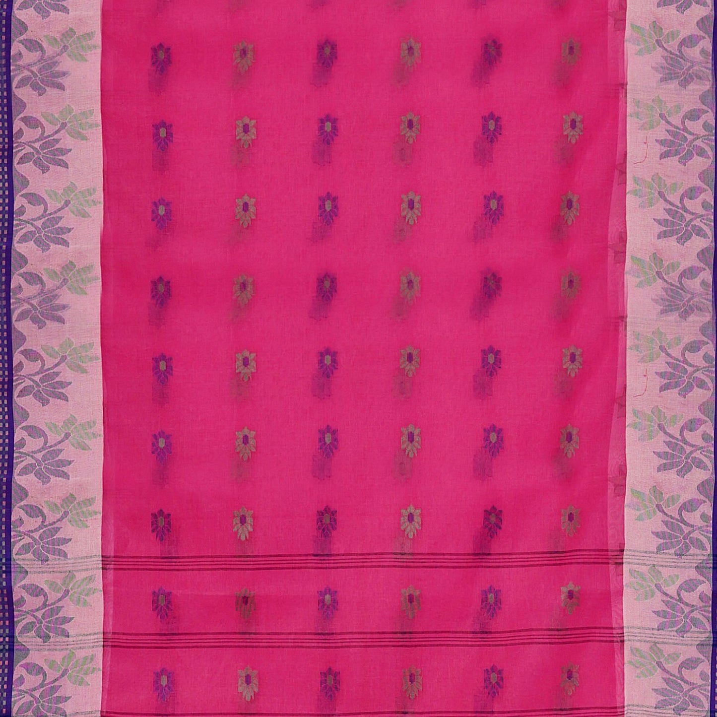 Exclusive Collection 100% Pure Cotton Pink Tant Saree With Hand Weaving Work - Swadesiicart