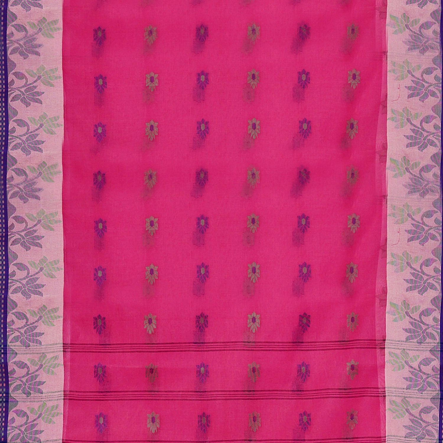 Exclusive Collection 100% Pure Cotton Pink Tant Saree With Hand Weaving Work - Swadesiicart