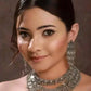 Tehzeeb Creations Women's Silver Colour Oxidised Necklace Set With Mirror Work - Swadesiicart