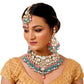Tehzeeb Creations Meenakari Gold-Polished Multi Color Uncut dibbi Kundan Combo Necklace Set For Women - Swadesiicart