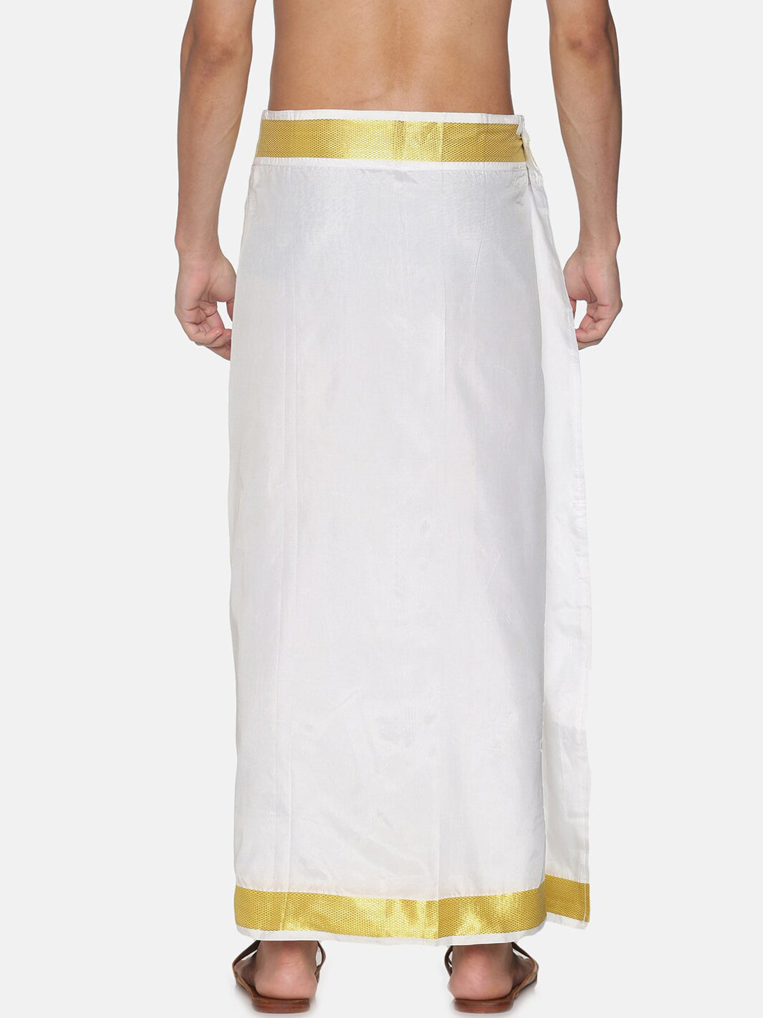 Sethukrishna Men White Solid Readymade Dhoti | Swadesiicart