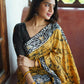 Arfa Fashion House Mustered Combination Pure Chanderi Cotton Batik Printed Saree