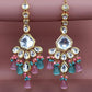 Tehzeeb Creations Meenakari Gold-Polished Multi Color Uncut dibbi Kundan Combo Necklace Set For Women - Swadesiicart